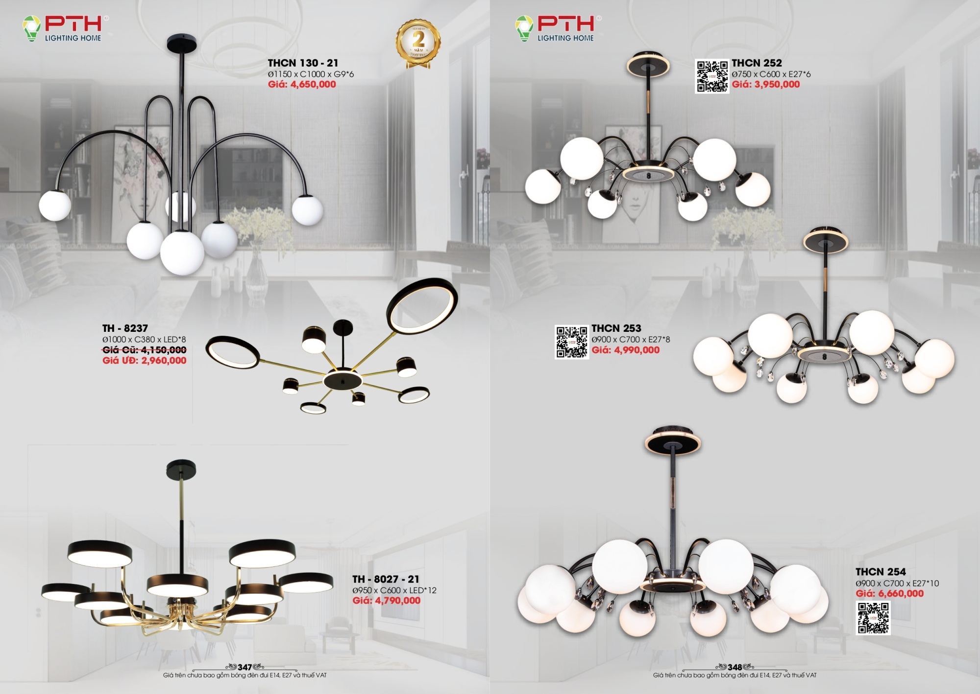 Bảng giá đèn trang trí PTH Lighting Home 2026